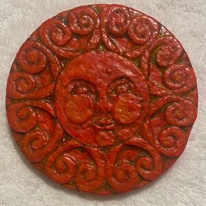 Handcrafted Sally Wetherby Red Sun brooch